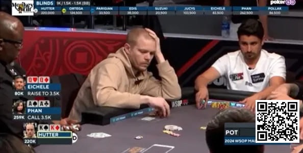 【EPCP扑克】话题 | WSOP主赛事，两位选手在翻牌前先后弃掉KK和QQ